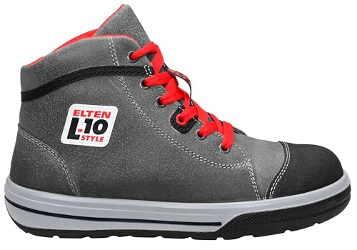 Foto von ELTEN Sicherheitsschuhe VINTAGE Pirate Mid ESD S3, Herren, Leder, Stahlkappe, leicht, sportlich, Grau/Schwarz, Größe: 45