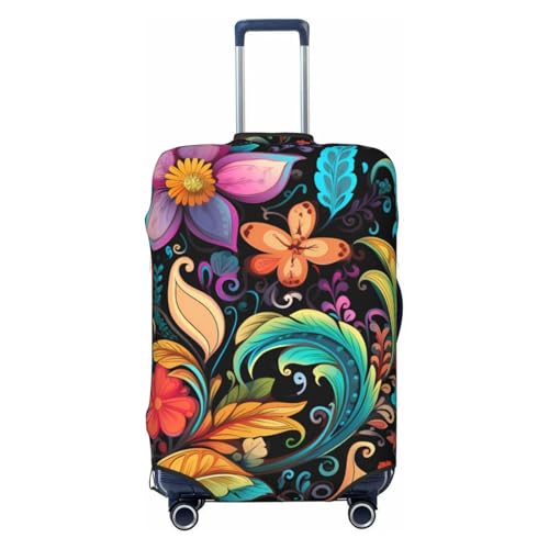 Paisley Flower Luggage covers for Suitcase Ethnic Floral Leaves Travel Luggage Cover Suitcase Protector Washable Suitcase Cover Anti Scratch Dirt Covers Fit 22-24 inch
