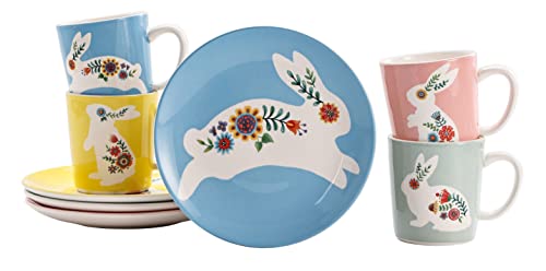 Bico Vintage Floral Bunny Ceramic Mugs, 18Oz, Set Of 4, For Coffee, Tea, Drinks, Microwave & Dishwasher Safe #TOP6