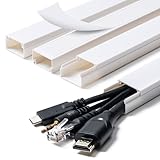 Cord Hider, 58in Cable Hider, Cord Covers for Wires on Wall, Paintable Cable Cover Raceway, Wire Hiders for TV on Wall, Cord Concealer, Cord Cable Management, 4X L14.5 W0.96 H0.58in, White