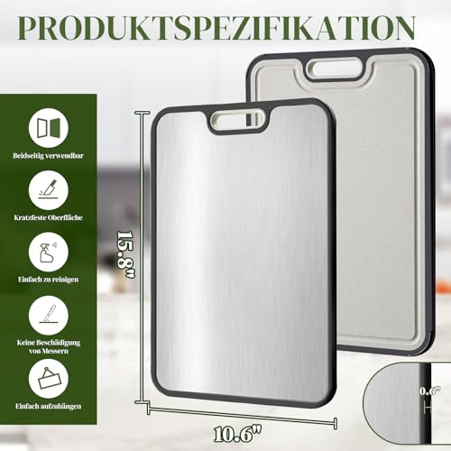 Planche à découper en titane 2 en 1 hygiénique résistante aux rayures avec rainure - 5