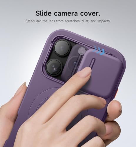 Image of SURITCH for iPhone 16 Pro Case with Slide Camera Cover and Adjustable Kickstand, Compatible with MagSafe, Shockproof Bumper Case Slim Protective Cover for iPhone 16 Pro 6.3 Inch, Dark Purple