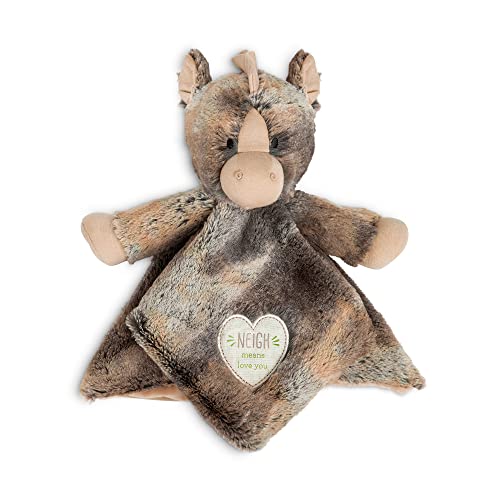 Image of DEMDACO Neigh Love You Brown and Tan 14 Inch Stuffed Animal Rattle Blankie Horse