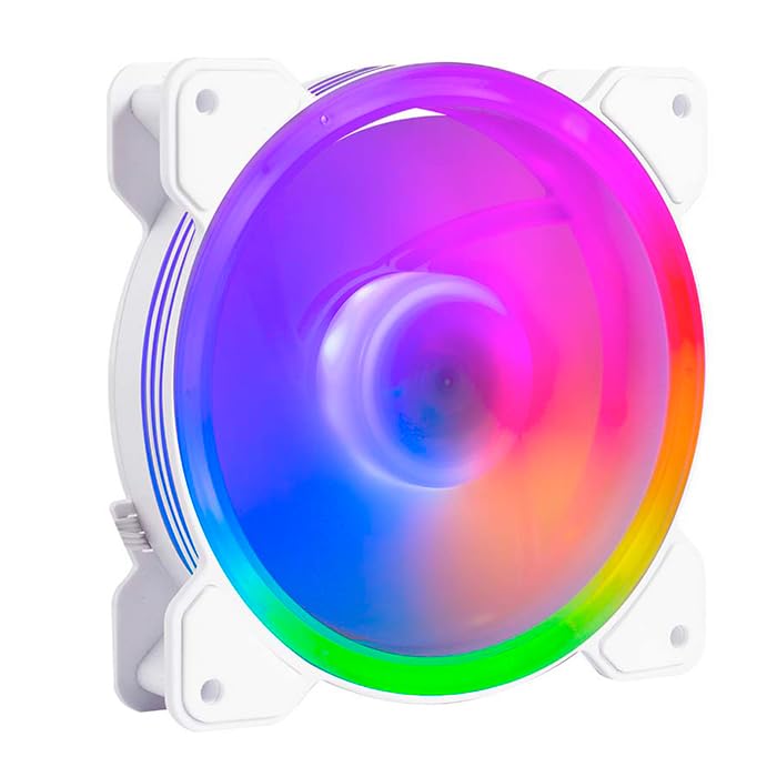 Balam Rush Kit 3 Ventiladores Gamer EOLOX BLAZE EX50KW 120mm ARGB Diseño Circular Borde LED Rainbow 1500RPM Blanco 3 Pin Controladora BR-937993