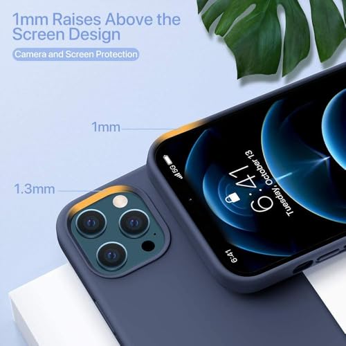 Image of UNIGEN Premium Silicone iPhone Case Soft, Flexible TPU Cover Slim Matte Finish with Anti-Scratch & Non-Slip Protection for iPhone Compatible with (13PRO-Blue)