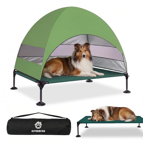 Elevated Dog Bed with UV-Proof Canopy, Outdoor Dog Tent with Powerful Adjustable Feet, Portable Pet...