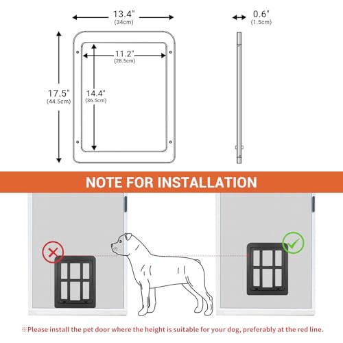 PETLESO Porta grande para cães para porta de tela, porta de tela para animais de estimação médio com