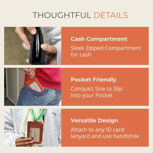 Image of HAMELIN Unisex Adults ID & Card Holder | Slim Faux Leather Wallet for Men & Women | 5-Slot Debit, Credit & ID Card Holder | Compact, Secure Zipper Wallet for Easy Access | Windsor Tan