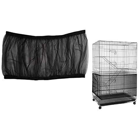 ISMARTEN Bird Cage Seed Catcher Mesh Skirt Cover, Black, Foldable, 59-98 in Circumference, 13 in Height, Prevent Scatter and Mess Cover