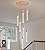 Upfelw Modern High Ceiling Crystal Chandelier 7-Lights, Large Spiral LED Raindrop Foyer Pendant Lighting, Bubble Staircase Living Room Hanging Light Fixture Flush Mount Gold Remote Control