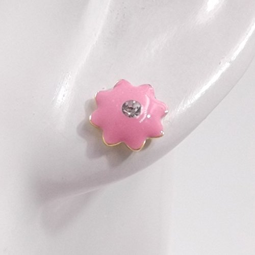 Pendientes niña oro 14k flor rosa el regalo ideal de comunión 2