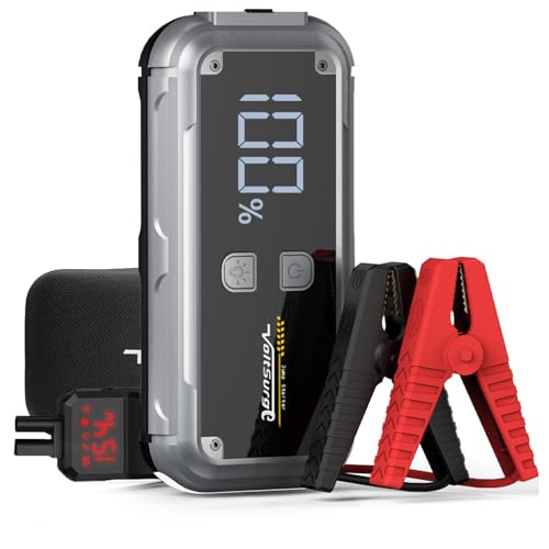 VoltSugre Arrancador de Coches,5000A Arrancador de Baterias de Coche, 12V Arrancador de Coche Portátil con para Todo Gasolina o 8L Diesel, Linterna LED de Emergencia,Carga Rápida