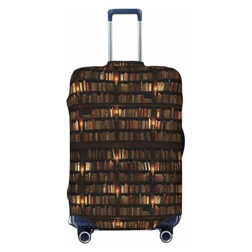 Bookshelves Print Luggage Cover Washable Elasticated Suitcase Covers TSA Approved Stylish Dust and Scratch Resistant Case Protector for Kids and Adults