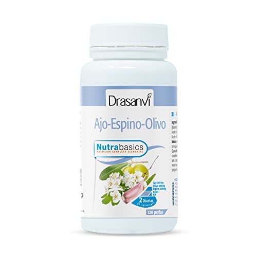 DRASANVI NUTRABASICS AJO-ESPINO-OLIVO - Ayuda al bienestar cardiovascular y a la tensión - SIN GLUTEN - 120 perlas