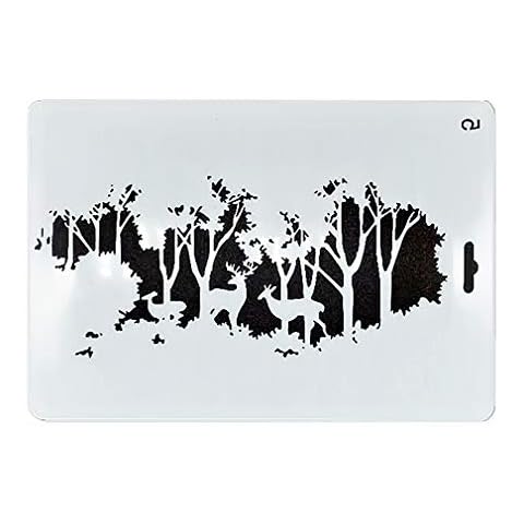 OBUY Christmas Tree and Deer DIY Craft Hollow Layering Stencils for Painting on Wood, Fabric, Walls,Decorative, Airbrush More | Reusable 6.88x 10.23 inch Mylar Template Cover