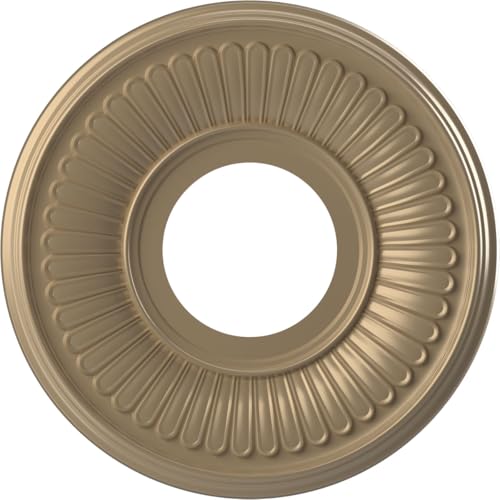 Image of Ekena Millwork 10 inchOD x 3 1 /2 inchID x 3 /4 inchP Berkshire Thermoformed PVC Ceiling Medallion (Fits Canopies up to 4 1 /2 inch), Universal Metallic Champagne Mist