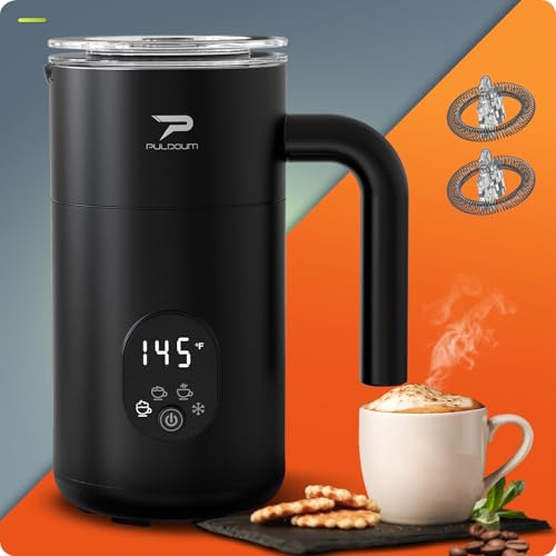 Image of Milk Frother and Steamer 4 in 1 Automatic Coffee Steamer Frother, 11.8OZ / 350ML Warm and Cold Foam Frother for Coffee,Latte, Cappuccino, Macchiato, Hot Chocolate (Black)