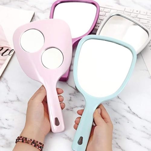 Image of Makeup Mirror with Magnification, for Desk Make Up, Magnifying Hand Held Mirror (Fan 2X 3X Mirror)
