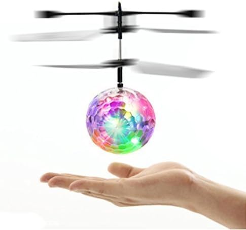 HOP LINK Rascal Mini Intelligent Children Flying RC Ball Spider-Man Small Yellow Man Captain America Led Flashing Light Aircraft Helicopter Infrared Induction Toy with Remote Controller (Ball)