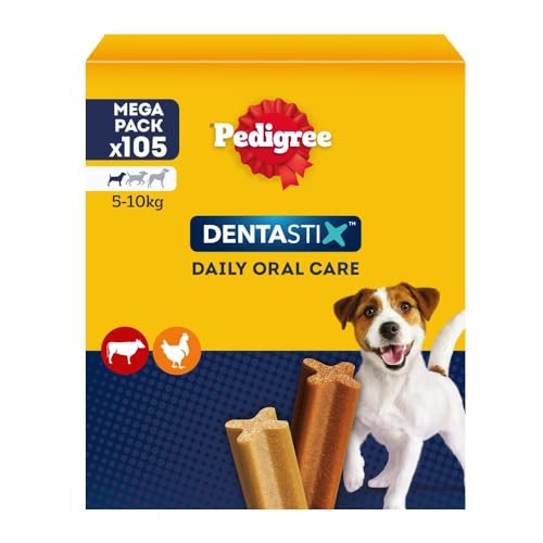 Pedigree Dentastix Snack per la Igiene Orale (Cane Piccolo 5-10 kg), 110 g 105 Pezzi - 15 Confezioni da 7 pezzi (105 Pezzi totali)