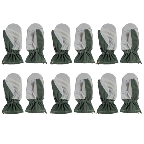 Image of White Tech Rappelling Mitten Gloves (6Pair) Slithering Mittens Gloves Heavy-Duty Leather Anti-Slip Lightweight Perfect for Zip line Climbing Activities & Military Training