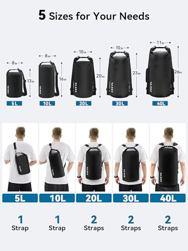 Image of HEETA Waterproof Dry Bag for Women Men, 5L /10L /20L /30L /40L Roll Top Lightweight Dry Storage Bag Backpack with Emergency Whistle for Travel, Kayaking, Boating, Camping, Beach, Cruise Ship Essentials