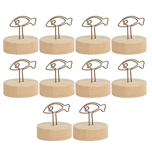 10PCS Fish Shaped Table Number Holder - Cute and Simple Name Card Clips for Vertical Placement with Log Base - Ideal for Office, Events, and Parties