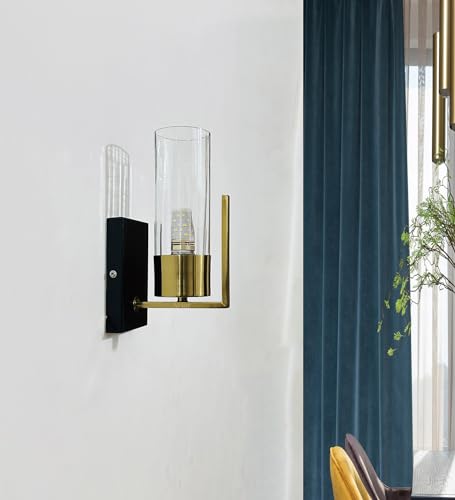 Image of Avior Wall Lamps for Bedroom, Living Room, Restaurant Decoration Wall Light, Cafe Lamps and Wall Lights for Gallery (Black and Clear Glass)