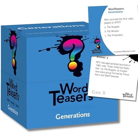 ? WORD TEASERS Generations - Trivia Game for Family Game Night - Fun & Funny Trivia Card Game for Millennials & Boomers - Family Party Game - 150 Trivia Cards for Adults & Kids Cover