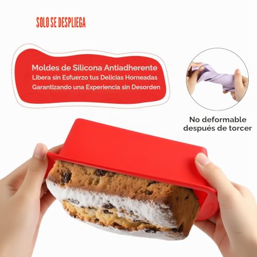 Miniatura 3 de Kievano Molde Silicona Bizcocho Set 4 Moldes Rectangulares 19,2 9,5 5,5 Cm Moldes De Silicona Antiadherentes Para Pan, Bizcochos Y Postres Apto Para Horno Y Freidora De Aire