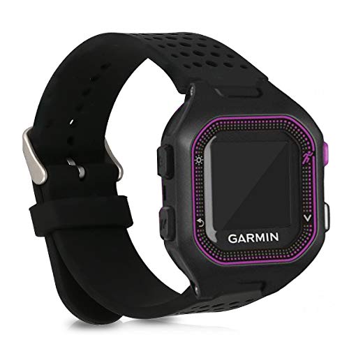 kwmobile Pulsera compatible con Garmin Forerunner 25 (L - 40 x 47 x 13.9 mm) correa - 1x Correas de silicona flexible - Tamaño ajustable - negro