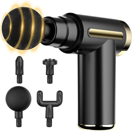 Image of Massage Gun for Deep Tissue Muscle Relief | 6 Speed Levels | 4 Interchangeable Massage Heads | Quiet Brushless Motor | USB Type-C Rechargeable Percussion Massager for Neck, Back, Shoulders, Legs & Full Body Recovery