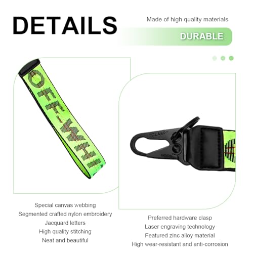 Image of DXNQ Car Keychain, Fabric Keychain Wrist Lanyard, Key Ring for Cars Keys Wallets Jeans Decoration, Car Accessories (Green)