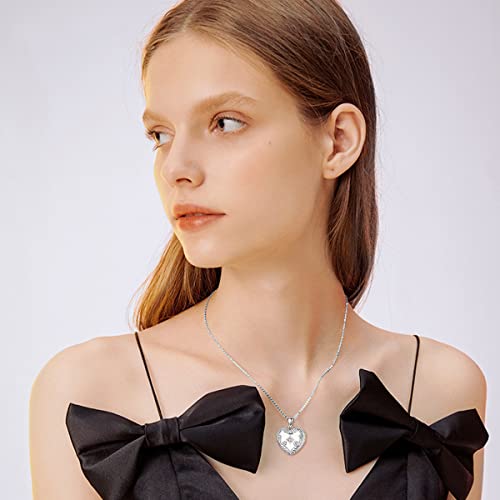 Bethza Diamond Heart Locket Necklace Sterling Silver That Holds 4 Pictures 0.035Ct Diamond Photo Pendant Necklaces For Women Mother #TOP1