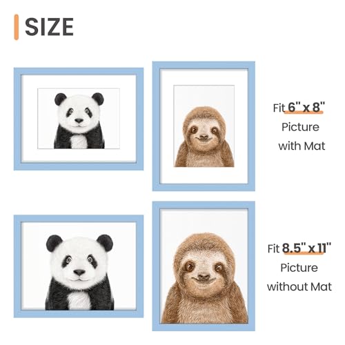 Image of upsimples 8.5 By 11 Picture Frame, Display Pictures 6x8 with Mat or 8.5 x 11 Without, Wall Hanging Photo Frames, Blue, 1 Pack