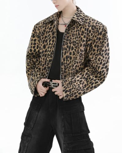 Autumn Winter Men's Print Denim Jacket Loose Retro Jacket With Shoulder Pads2