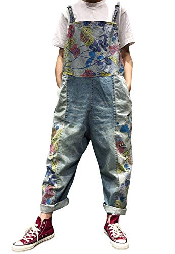 Z&A Womens Loose Baggy Cotton Wide Leg Jumpsuit Romper Overalls Harem Pants (One Size, Style 22 Blue)