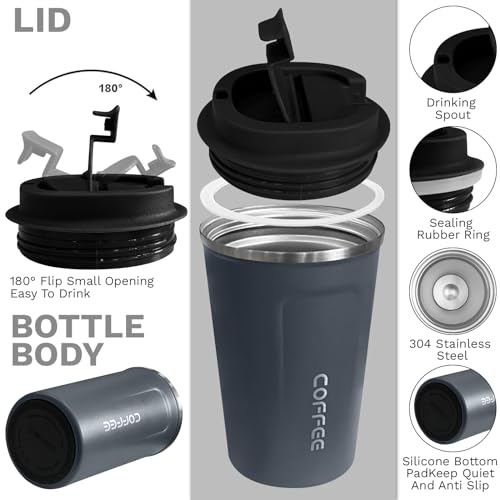 Image of Insulated Travel Coffee Mug, Stainless Steel Coffee Cup with Leakproof Lid | Double-wall insulation keeps drinks hot or cold for hours, with a leakproof lid and portable stainless steel design