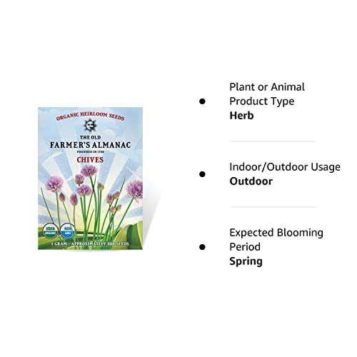 The Old Farmer's Almanac Heirloom Organic Chive Seeds - Approx 250 Seeds #TOP7