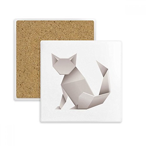 Coaster chat abstrait géométrique pierre absorbante multicolore dessous de verre tasse