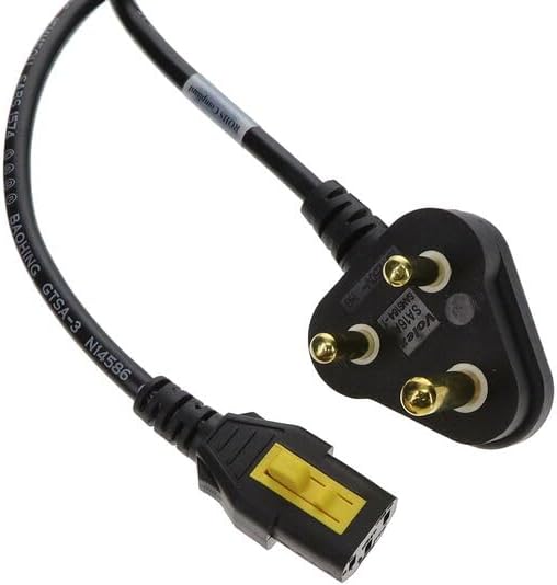 3-100-526, AC Power Cords South Africa Power Supply Cord with IEC Connector C13, V-Lock Straight, Black