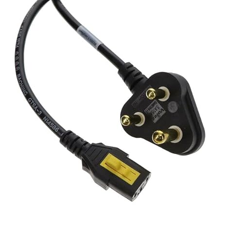 3-100-526, AC Power Cords South Africa Power Supply Cord with IEC Connector C13, V-Lock Straight, Black