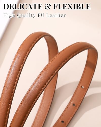 Women's Spaghetti Belt - Jeans Skinny Leather Belt Women's Dress Belt with Gold Buckle3