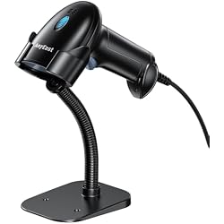 Anyeast Barcode Scanner with Stand, USB Wired Inventory 2D 1D Code Scanner | Screen scanning, automatic scanning,Hands-free adjustable stand, prefix/suffix addition,for Warehouse Library Supermarket