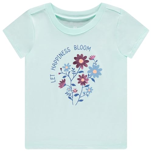 Image of BTween Girls 4 Piece Tops Fashionable Short Sleeve T-Shirt Casual Daily Shirt for Kids Assorted Colors