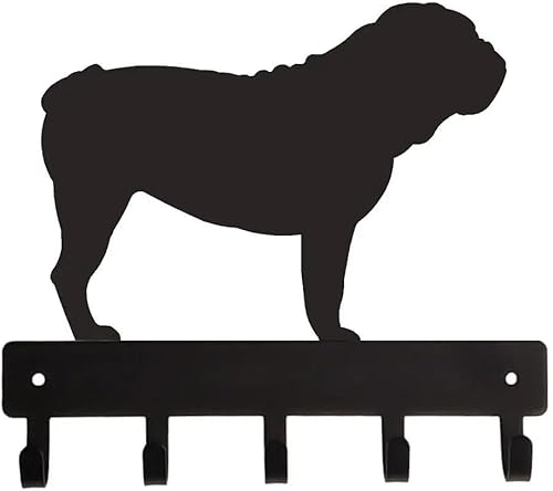 The Metal Peddler Llavero de bulldog inglés para pared, pequeño, 6 pulgadas de ancho, fabricado en Estados Unidos para los amantes de los perros