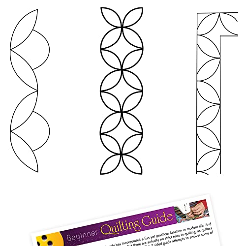 Quilting Creations Schablonen für Maschinen- und Handsteppung - 3 Kunststoffschablonen für Bordüren, Hintergrund, Muster, gerahmtes Blatt, Blumensteppung Design Schablonen-Set mit Anleitung Cover