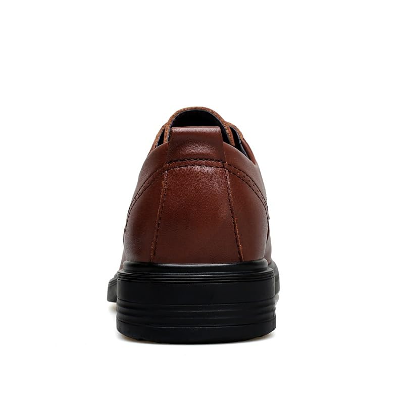 Formal Oxford Shoes for Men Lace Up Round Toe PU Leather Derby Shoes Rubber Sole Low Top Anti-Slip Prom3