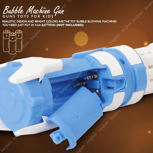 Image of Baybee Electric Bubble Machine Gun Toys for Kids, 8 Holes, Solution Liquid, Dipping Tray, Indoor Outdoor Gun Toys for Kids, Bubble Gun for Boys Girls 2+ Years (Bubble Gun)