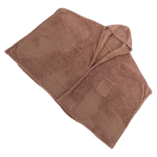 GARVALON Manta Portátil de Doble Cara para Mujer Capucha y Bolsillos, Poncho Cálido de Lana Sintética Color Camel, Capa Multifuncional para Oficina, Hogar y Descanso